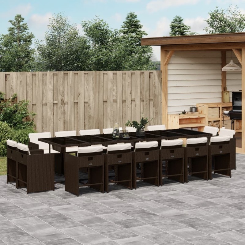 Salon de jardin avec coussins 9 pcs beige résine tressée 489452489452