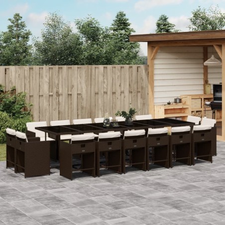 Salon de jardin avec coussins 9 pcs beige résine tressée 489452489452