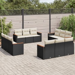Salon de jardin 11 pcs avec coussins beige résine tressée 489457489457
