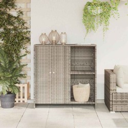 Salon de jardin 7 pcs avec coussins résine tressée gris 489468489468