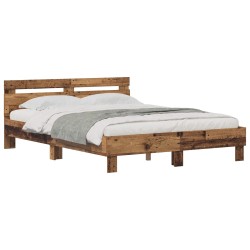 Cadre de lit Chêne Fumé et Argent 75 x 190 cm Bois d'ingénierie 489513489513