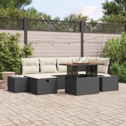 Ensemble de canapé de jardin 5 pcs Noir Poly rotin 489656489656