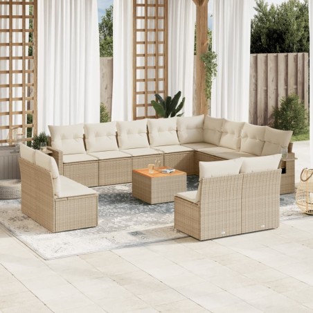 Salon de jardin avec coussins 12 pcs gris résine tressée 489658489658