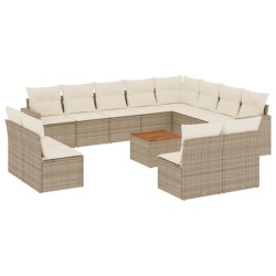 Salon de jardin avec coussins 10 pcs beige résine tressée 489659489659