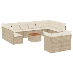 Salon de jardin avec coussins 10 pcs beige résine tressée 489660489660