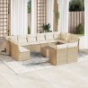 Salon de jardin avec coussins 10 pcs beige résine tressée 489661489661