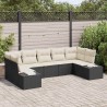 Ensemble à manger jardin 4pcs et coussins Gris Résine tressée 489679489679
