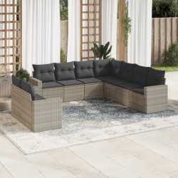 Salon de jardin 8 pcs avec coussins marron résine tressée 489695489695