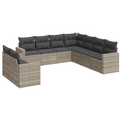 Salon de jardin 8 pcs avec coussins marron résine tressée 489695489695