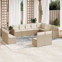 Salon de jardin 8 pcs avec coussins marron résine tressée 489696489696