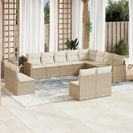 Salon de jardin 8 pcs avec coussins marron résine tressée 489696489696