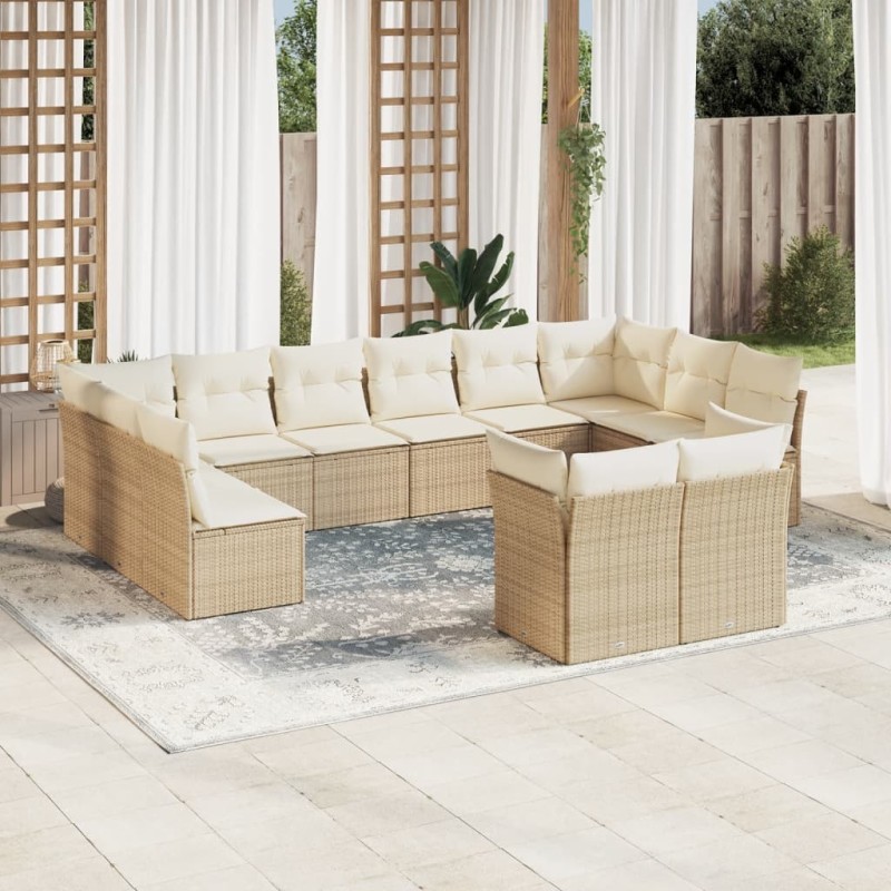 Salon de jardin 8 pcs avec coussins marron résine tressée 489697489697