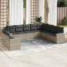 Salon de jardin 8 pcs avec coussins marron résine tressée 489698489698