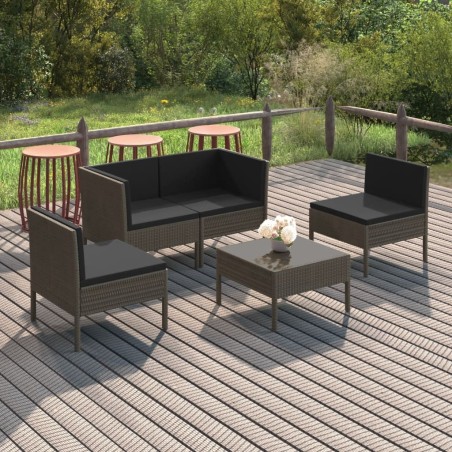Salon de jardin 10 pcs avec coussins marron résine tressée 489707489707