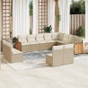 Salon de jardin avec coussins 10 pcs beige résine tressée 489709489709
