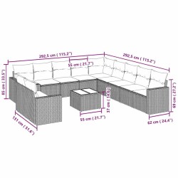 Salon de jardin avec coussins 10 pcs beige résine tressée 489713489713