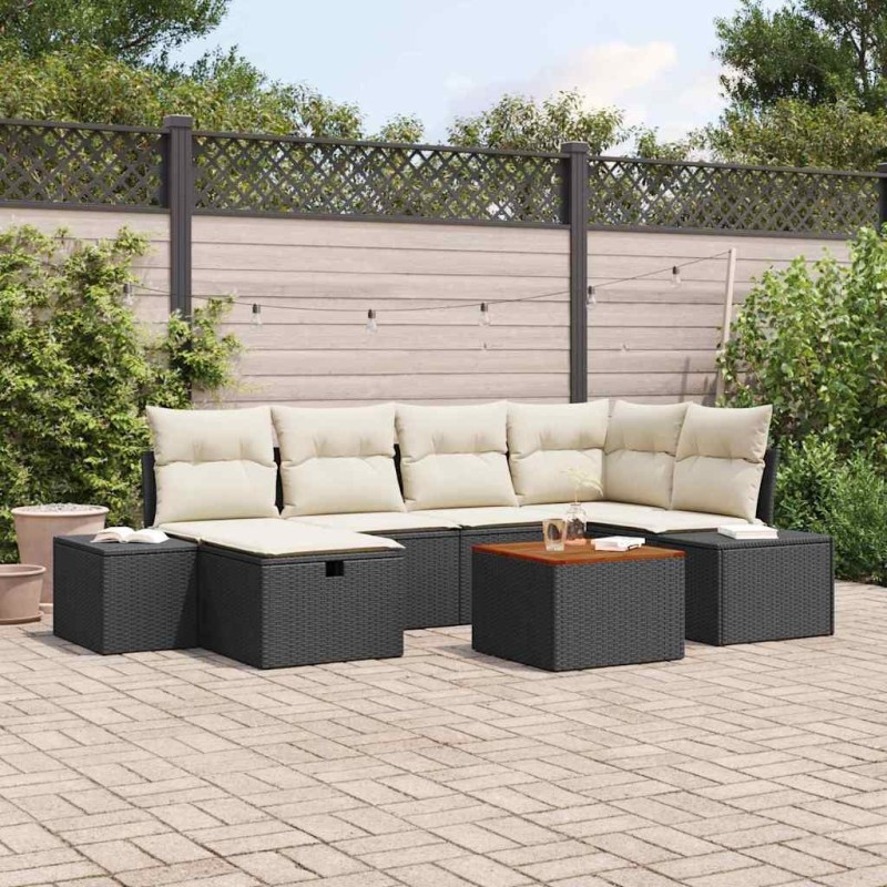 Ensemble de canapé de jardin 5 pcs Noir Poly rotin 489725489725