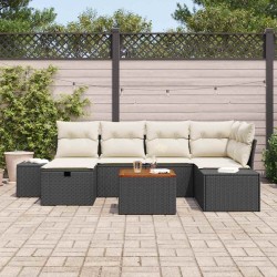Ensemble de canapé de jardin 5 pcs Noir Poly rotin 489725489725