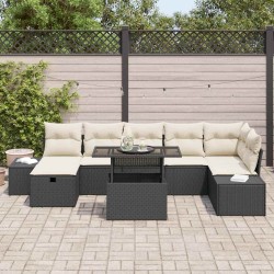 Ensemble de canapé de jardin 6 pcs Noir Poly rotin 489726489726