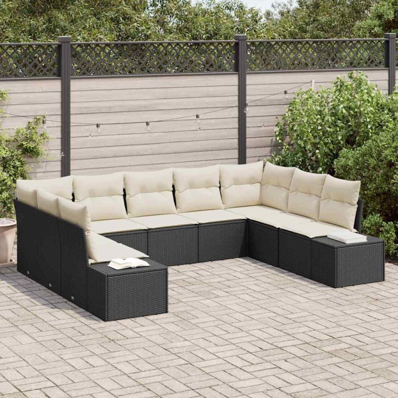 Ensemble de canapé de jardin avec coussin 5 pcs Noir Acier 489728489728