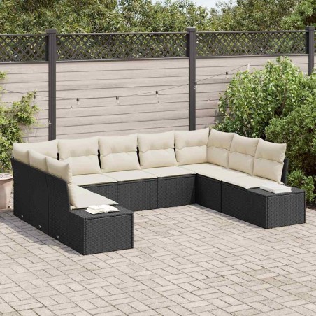 Ensemble de canapé de jardin avec coussin 5 pcs Noir Acier 489728489728