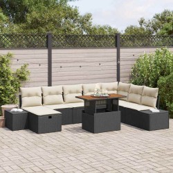 Ensemble de canapé de jardin avec coussin 6 pcs Noir polyrotin 489733489733