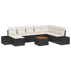 Ensemble de canapé de jardin avec coussin 6 pcs Noir polyrotin 489734489734