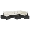 Ensemble de canapé de jardin avec coussin 6 pcs Noir Poly rotin 489735489735
