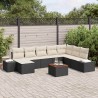 Ensemble de canapé de jardin avec coussin 5 pcs Noir polyrotin 489736489736