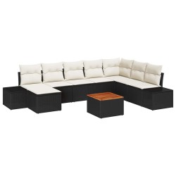 Ensemble de canapé de jardin avec coussin 5 pcs Noir polyrotin 489736489736