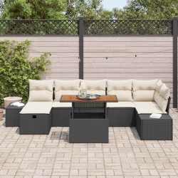 Ensemble de canapé de jardin 8 pcs Noir Poly rotin 489738489738
