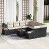 Ensemble de canapé de jardin 9 pcs Noir Poly rotin 489739489739