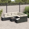 Ensemble de canapé de jardin 9 pcs Noir Poly rotin 489739489739