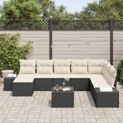 Ensemble de canapé de jardin 9 pcs Noir Poly rotin 489740489740
