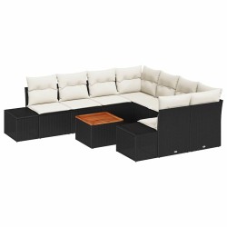 Ensemble de canapé de jardin avec coussin 5 pcs Noir Poly rotin 489741489741