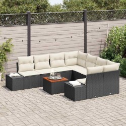 Ensemble de canapé de jardin avec coussin 5 pcs Noir Poly rotin 489741489741
