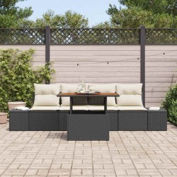 Ensemble de canapé de jardin avec coussin 8 pcs Noir Poly rotin 489742489742