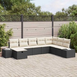 Ensemble de canapé de jardin 7 pcs Noir Poly rotin 489761489761