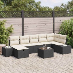 Ensemble de canapé de jardin 7 pcs Noir Poly rotin 489762489762