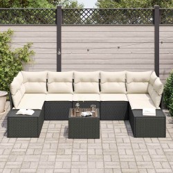 Ensemble de canapé de jardin 6 pcs Noir Poly rotin 489763489763