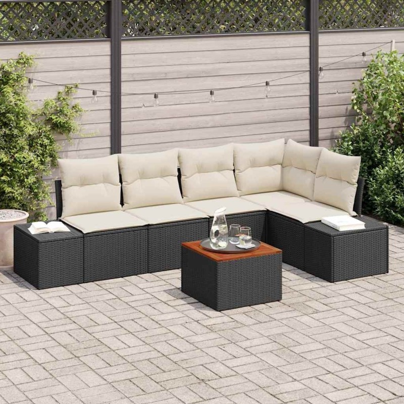 Salon de jardin avec coussins 7 pcs gris clair résine tressée 489766489766
