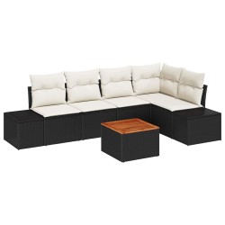 Salon de jardin avec coussins 7 pcs gris clair résine tressée 489766489766