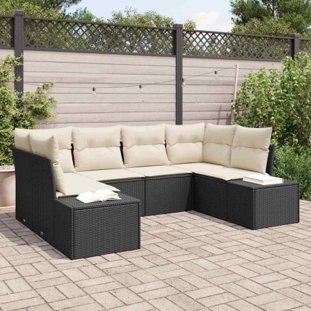 Salon de jardin avec coussins 7 pcs gris clair résine tressée 489769489769