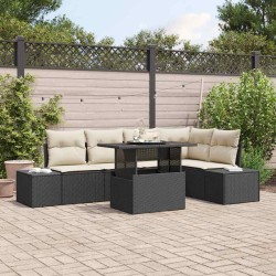 Salon de jardin avec coussins 7 pcs gris clair résine tressée 489771489771