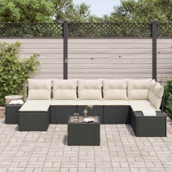 Ensemble de canapé de jardin 7 pcs Noir Poly rotin 489773489773