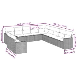 Ensemble de Canapés avec coussin 6 pcs Noir polyrotin 489787489787