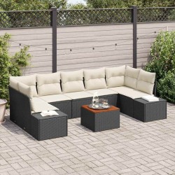 Ensemble de canapé de jardin 7 pcs Noir Poly rotin 489790489790