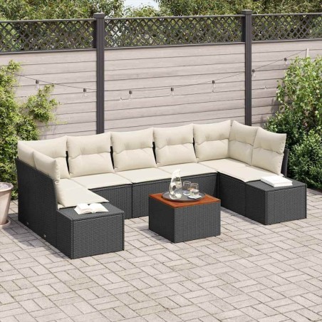Ensemble de canapé de jardin 7 pcs Noir Poly rotin 489790489790