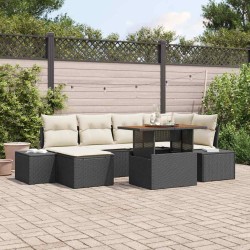 Ensemble de canapé de jardin avec stockage 5 pcs Noir polyrotin 489793489793