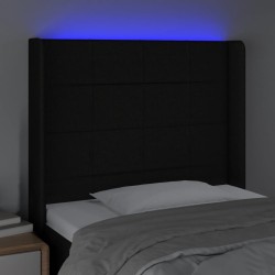  Tête de lit à LED Noir 103x16x118/128 cm Tissu 